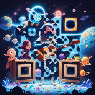 Инопланетный космический концерт: мультяшный QR-код для постеров — изображение 1