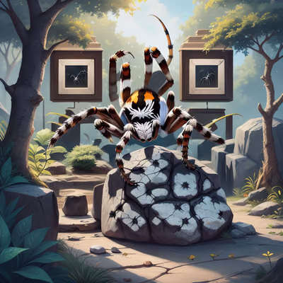 Spider on Rock Digital Painting QR Code for Posters — image 1