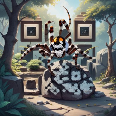 Spider on Rock Digital Painting QR Code for Posters