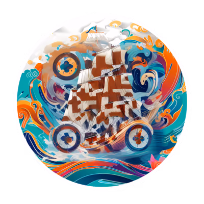 Tall Ship Vector Waves QR Code for Stickers — image 1