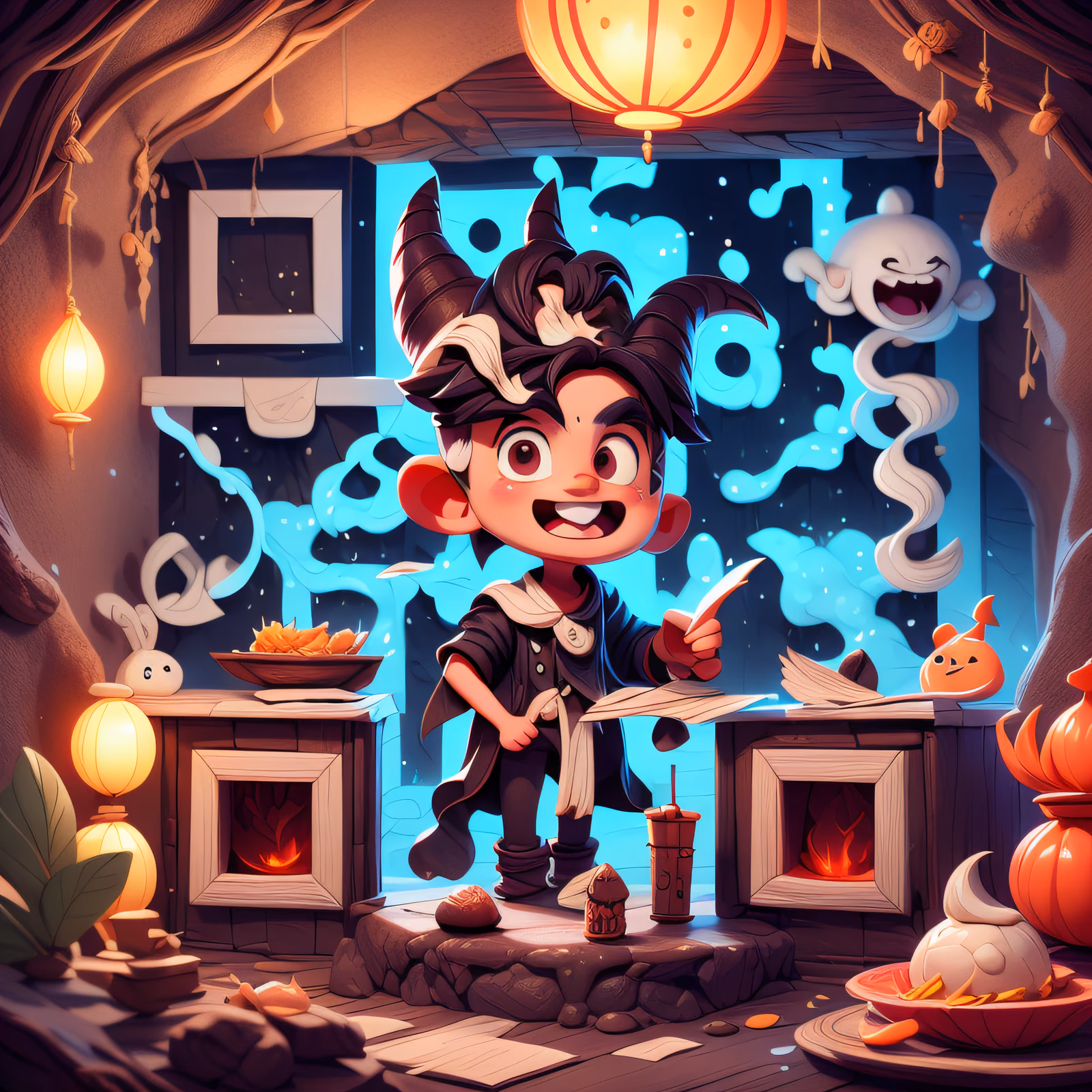 Chibi Devil Boy Halloween 3D QR Code for Posters — image 1