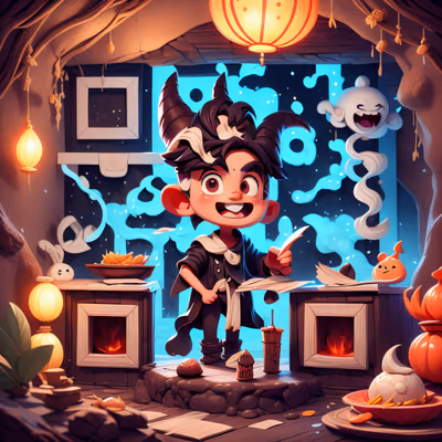 Chibi Devil Boy Halloween 3D QR Code for Posters — image 1