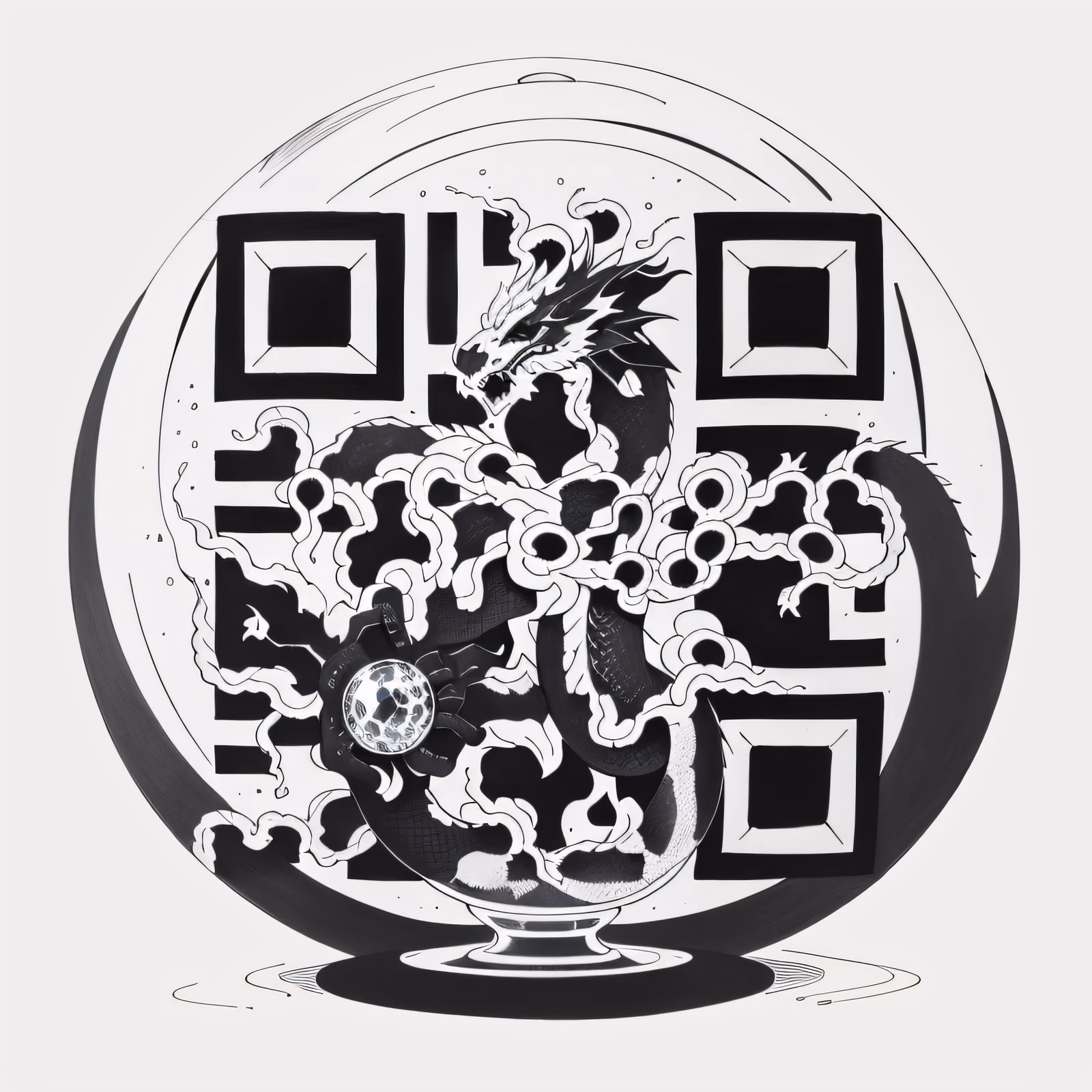 Coiled Dragon Crystal Ball Tattoo QR Code for Temporary Tattoos — image 1