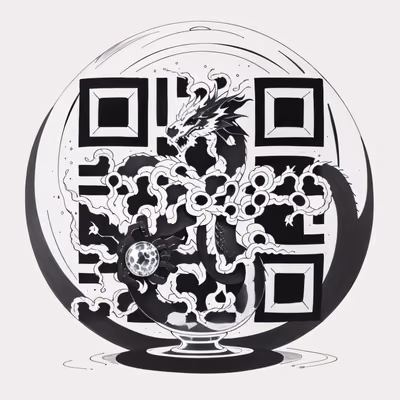 Coiled Dragon Crystal Ball Tattoo QR Code for Temporary Tattoos — image 1