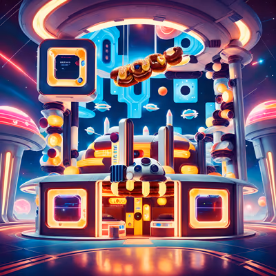 Ретро космическая станция с бургерной: QR-код для постеров — изображение 1