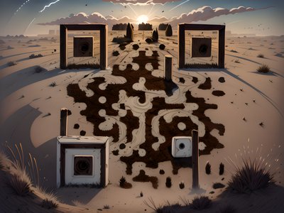 Drought Desert Landscape Cartoon QR Code Art