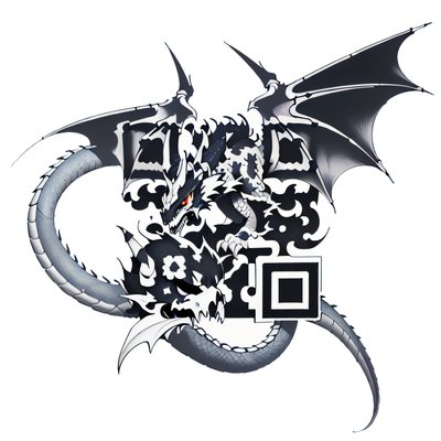 Winged Dragon Tattoo Style QR Code for Temporary Tattoos