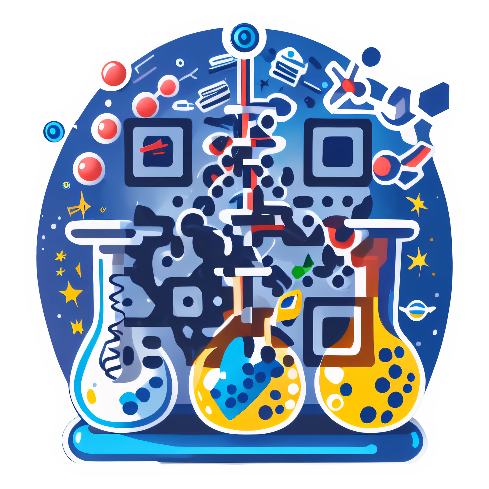 Laboratory Flasks Vector Sticker QR Code for Stickers — image 1