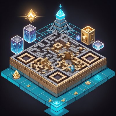 Isometric Treasure Cave Crystals QR Code for Posters