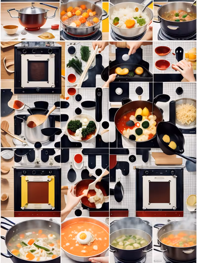 Cooking Pots Pop Collage QR Code for Restaurant Menus — image 1