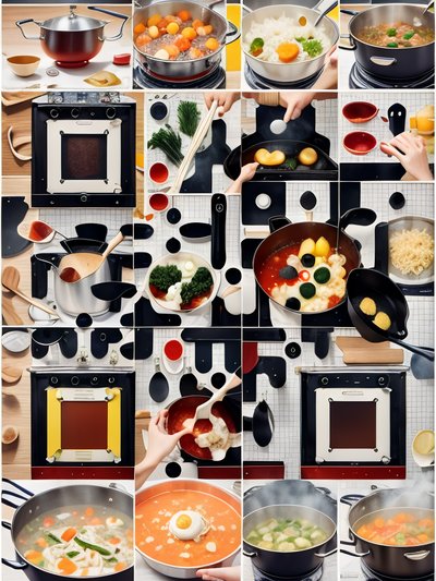 Cooking Pots Pop Collage QR Code for Restaurant Menus