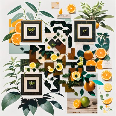 Citrus Leaf Paper Collage QR Code for Packaging
