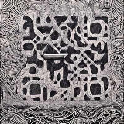 Zentangle Boat Ocean Ink QR Code Art