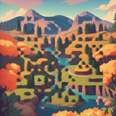 Autumn River Valley Vector Landscape QR Code Art