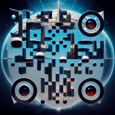 Surreal Mirrored Skyscraper Sphere QR Code for Posters