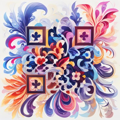 Abstract Floral Swirl Vector QR Code for Stickers