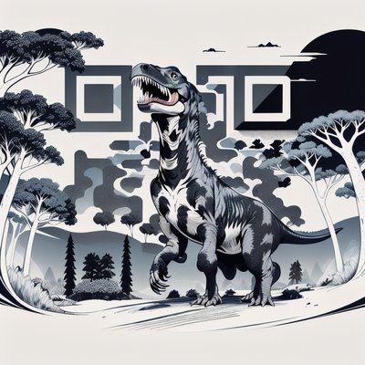 Tyrannosaurus Rex Forest Vector QR Code for Posters