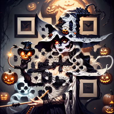 Skull Faced Witch Halloween QR Code for Posters — image 1
