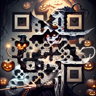 Skull Faced Witch Halloween QR Code for Posters