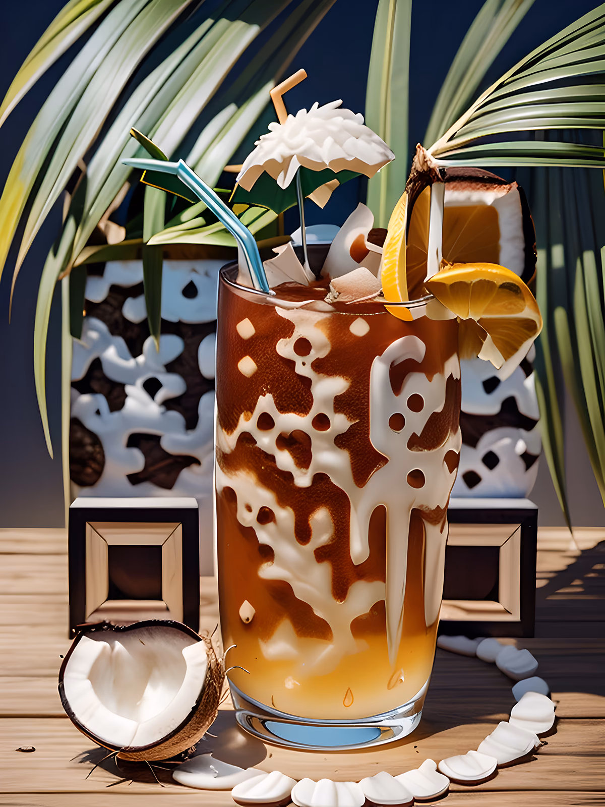 Tropical Coconut Cooler 3D Cartoon QR Code for Restaurant Menus — image 1