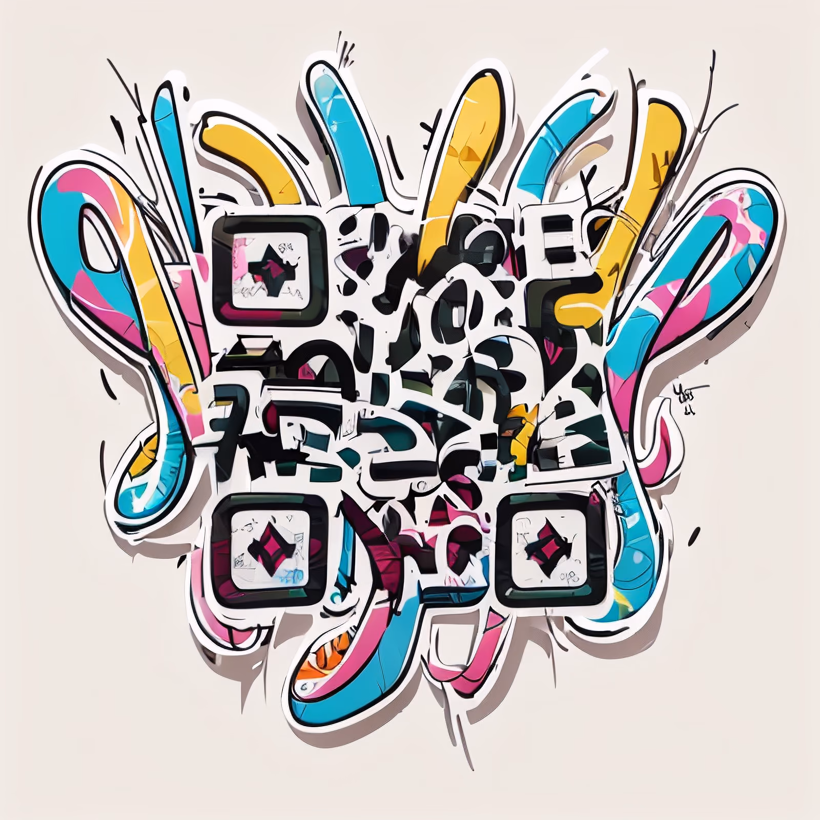 Graffiti Lettering Sticker QR Code for Stickers — image 1
