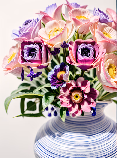 Striped Vase Bouquet Photorealistic QR Code Art — image 1