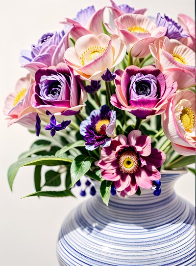 Striped Vase Bouquet Photorealistic QR Code Art