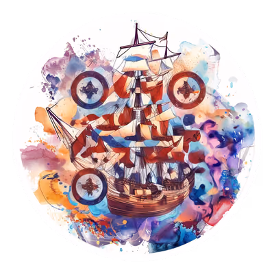 Tall Sailing Ship Watercolor QR Code for Stickers — image 1