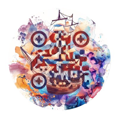 Tall Sailing Ship Watercolor QR Code for Stickers