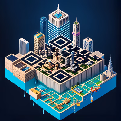 Isometric Floating Skyscraper City QR Code Art — image 1