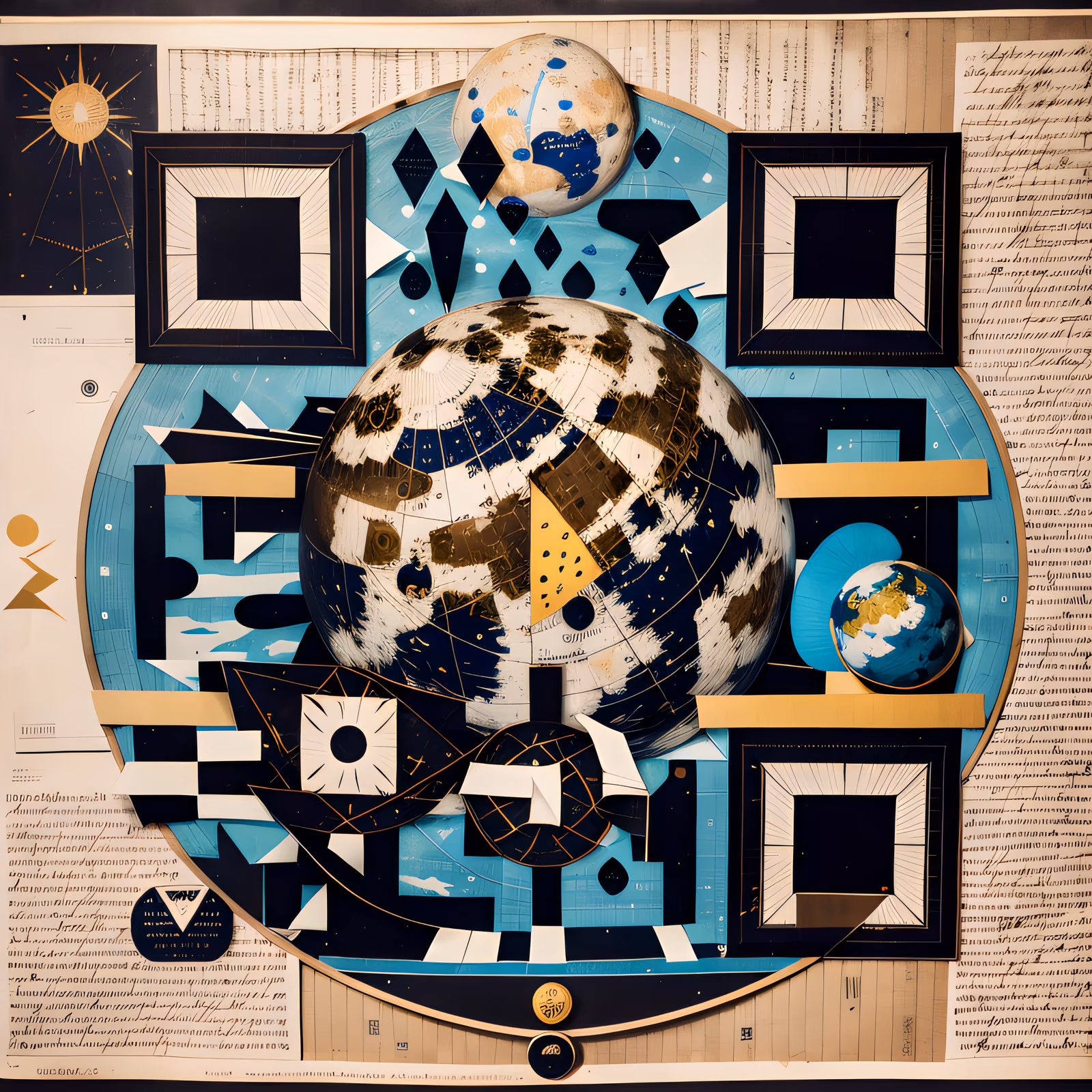 Celestial Globes Paper Collage QR Code Art — image 1