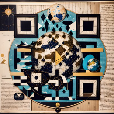 Небесные глобусы: QR-код в стиле бумажного коллажа