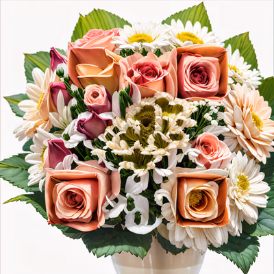 Peach Rose Bouquet Photo QR Code Art — image 1