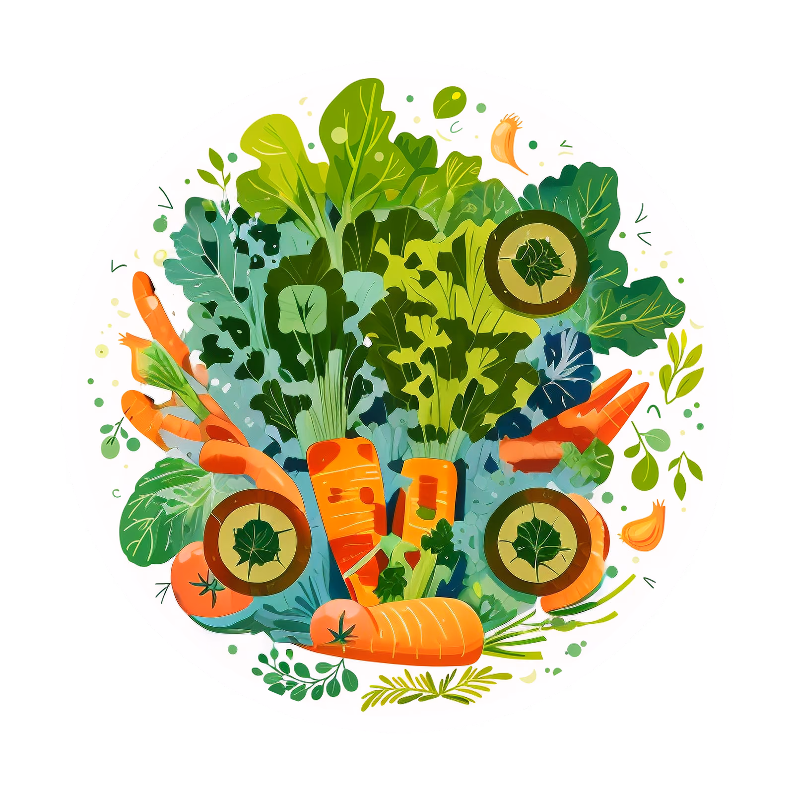 Carrot and Lettuce Garden Vector QR Code for Stickers — image 1