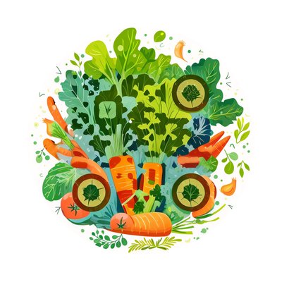 Carrot and Lettuce Garden Vector QR Code for Stickers