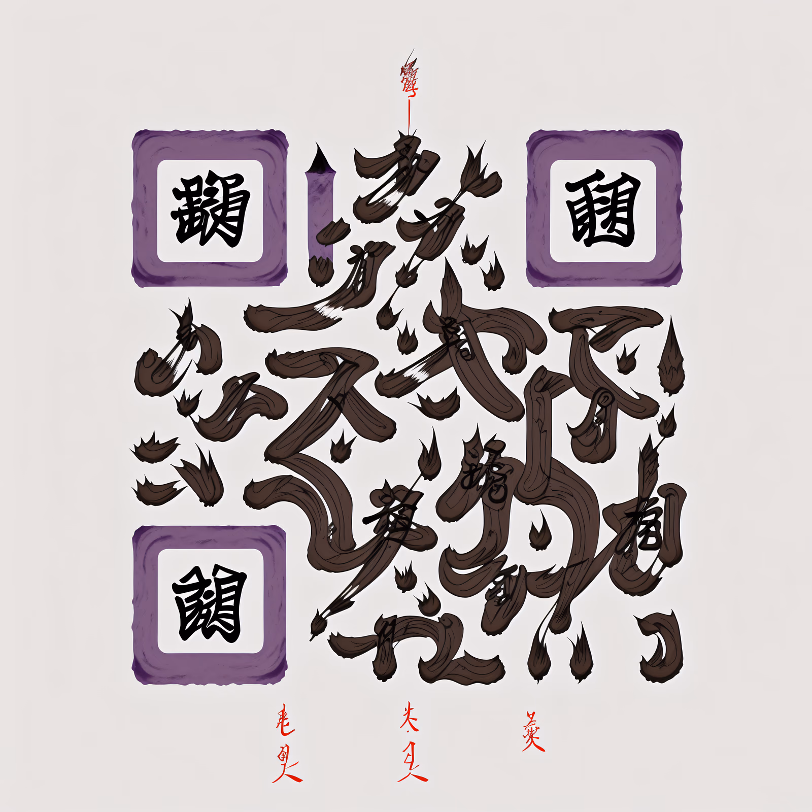 Katakana Brush Calligraphy QR Code Art — image 1