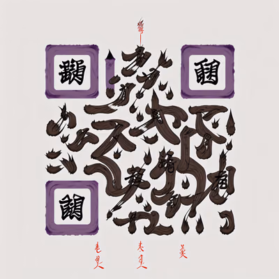 Katakana Brush Calligraphy QR Code Art — image 1