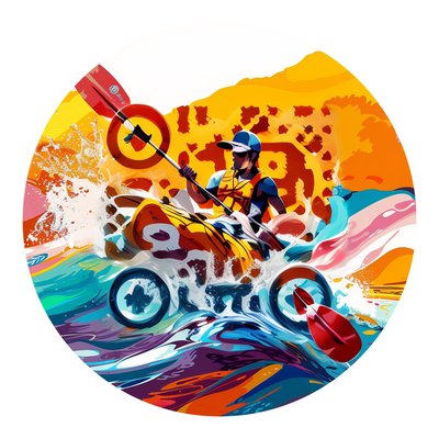 Whitewater Kayaker Vector Illustration QR Code for Stickers