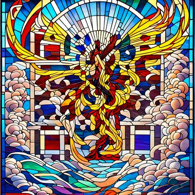Phoenix Stained Glass QR Code Art