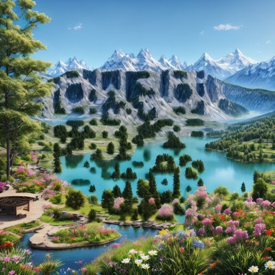 Alpine Lake Mountain Photorealistic QR Code Art