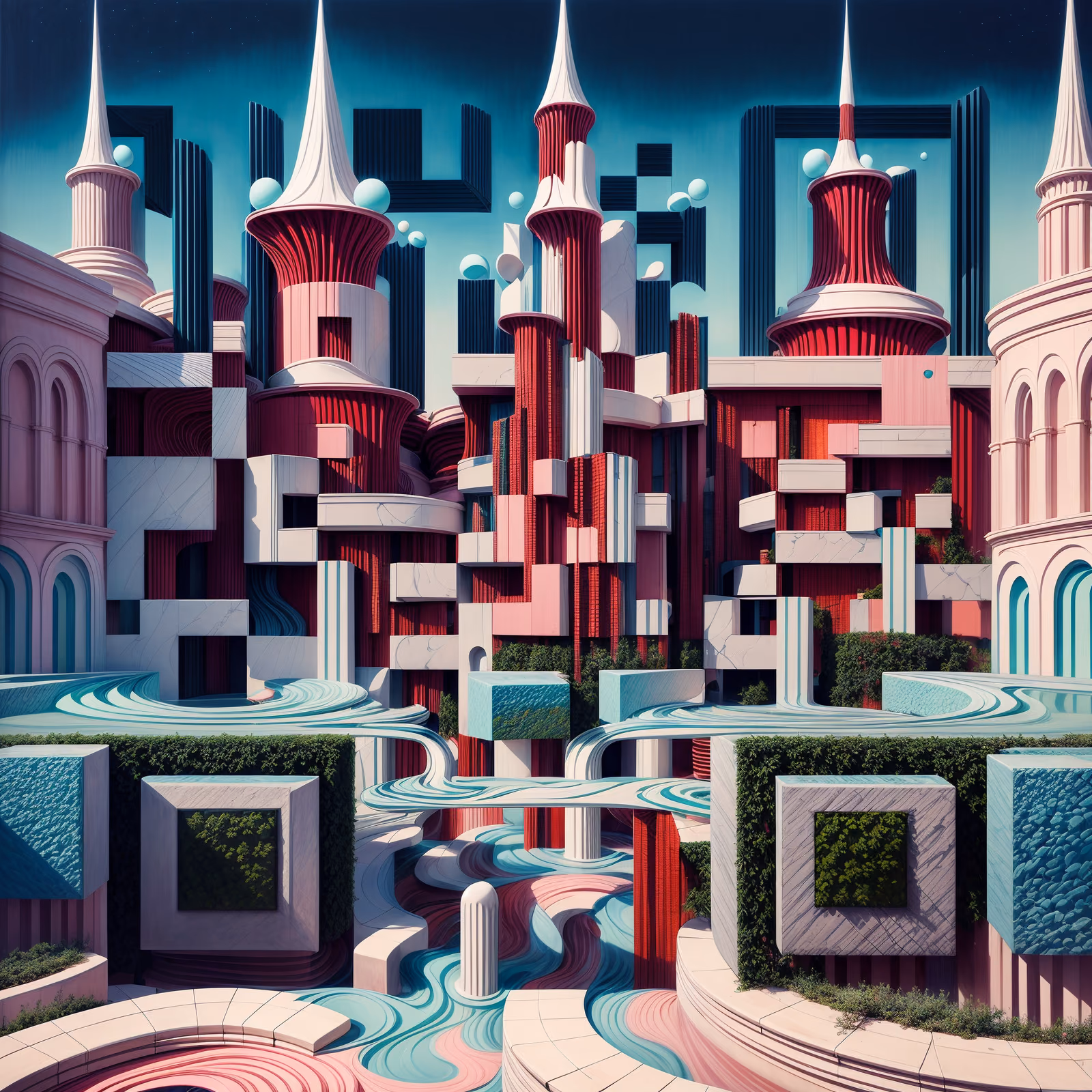 Surreal Red Towers 3D QR Code Art — image 1