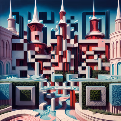 Surreal Red Towers 3D QR Code Art — image 1