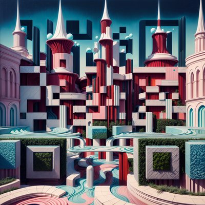 Сюрреалистичные красные башни: 3D QR-код