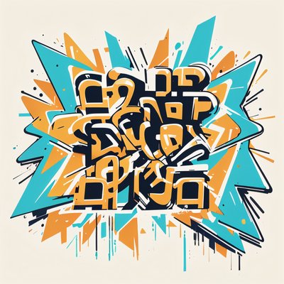 Graffiti Lettering Starburst QR Code for Apparel