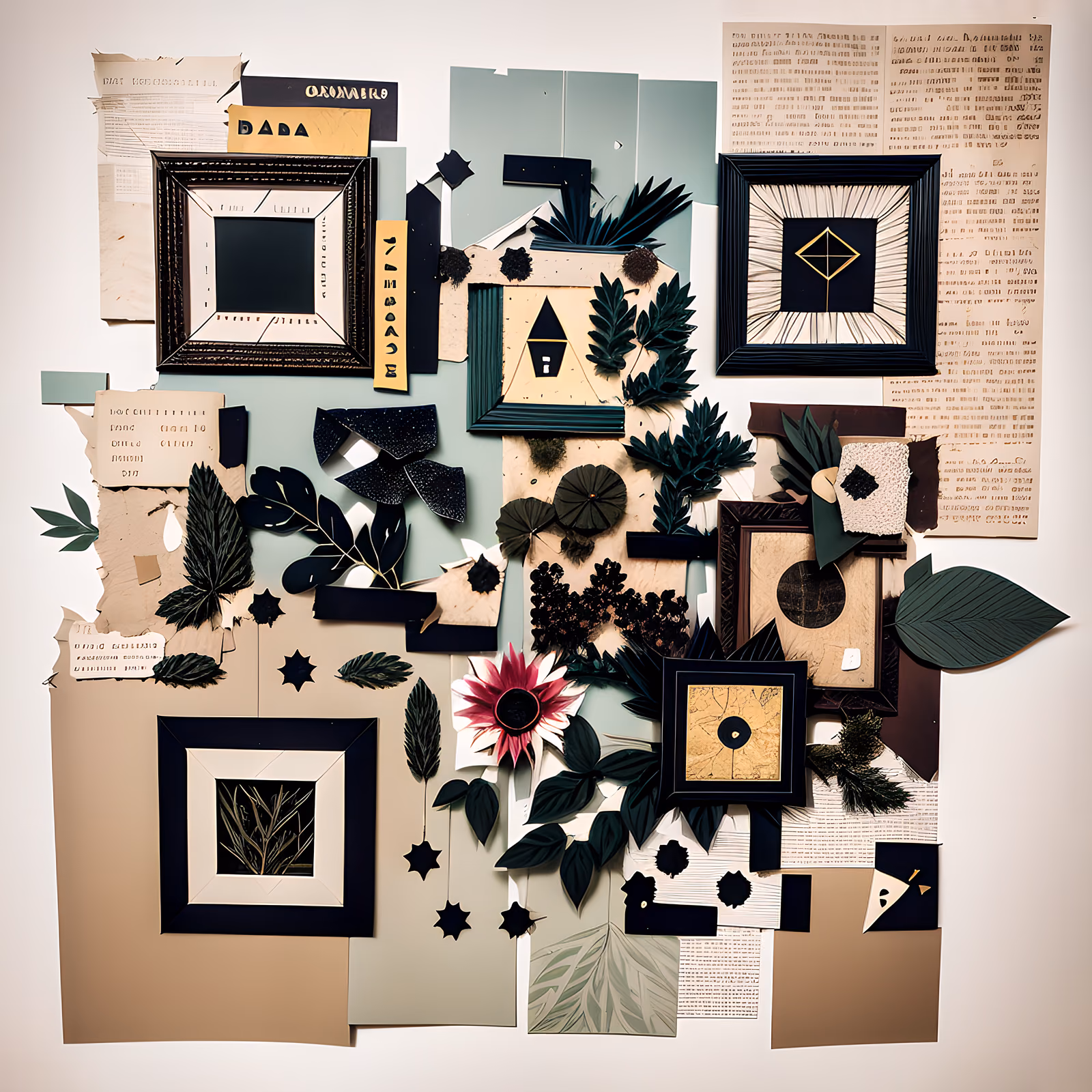 Botanical Paper Collage Leaves QR Code Art — image 1