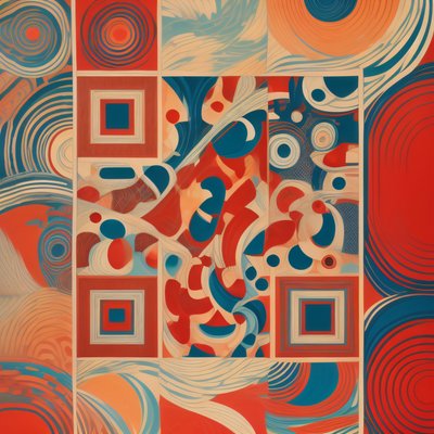 Red and Blue Abstract Pattern QR Code Art