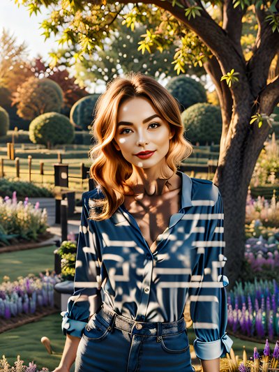 Woman in Garden Photorealistic QR Code for Posters