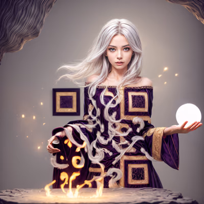 Silver Haired Sorceress Fantasy QR Code for Posters — image 1