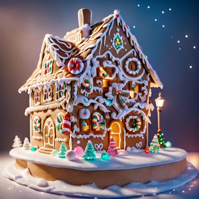 Gingerbread House 3D Render QR Code for Greeting Cards