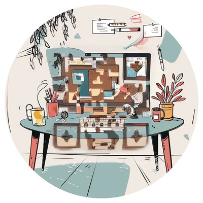 Office Desk Computer Vector QR Code for Stickers